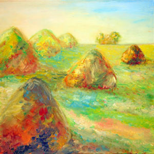 Impressionists on vacation in haystacks