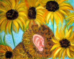 Portrait of Vincent Willem van Gogh in sunflowers