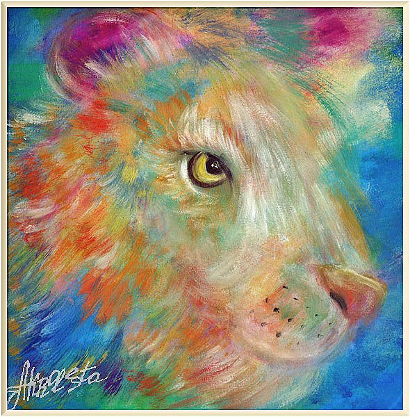 Rainbow lion. Painting to order. Portrait to order