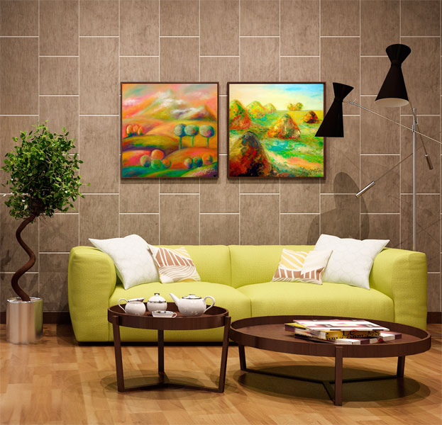 RelaxArt and JazzArt. The painting in the interior living room