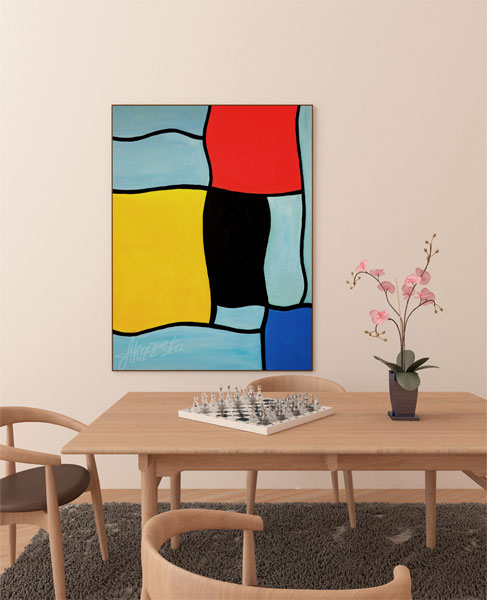 Funny Piet Mondrian. The painting in the interior office