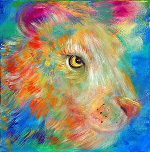 Rainbow lion. Portrait to order