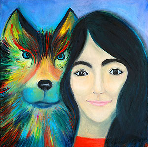 The girl and the wolf. Painting to order. Portrait to order
