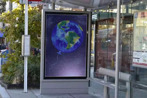 City projects, bus stop, bright world