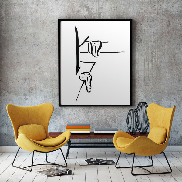Pseudo-Hieroglyph Dali. The poster in the interior living  room